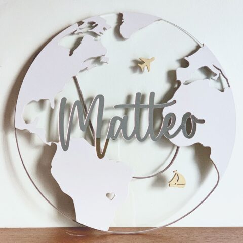 Porta Maternidade de Acrílico 3D Mapa