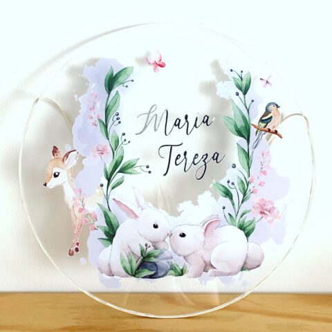 Porta Maternidade de Acrílico Aquarela Bosque