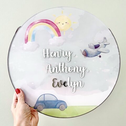 Porta Maternidade de Acrílico Aquarela Brinquedos