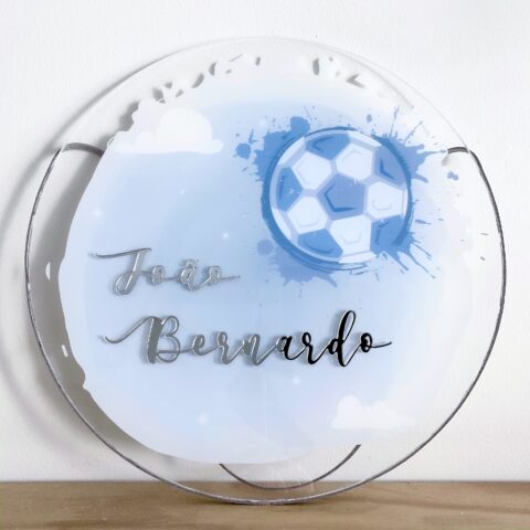Porta Maternidade de Acrílico Aquarela Futebol