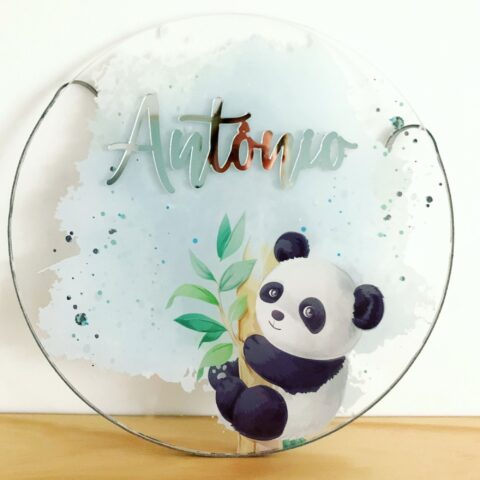Porta Maternidade de Acrílico Panda