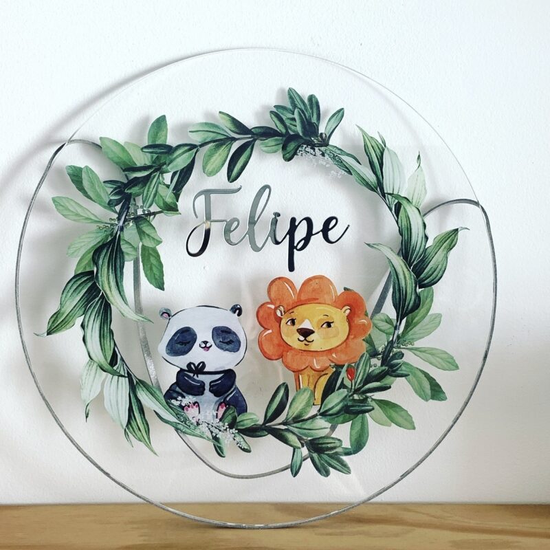 Porta Maternidade de Acrílico Safari Folhagens