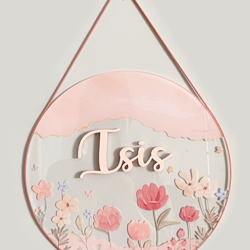 Porta Maternidade de Acrílico Aquarela Jardim