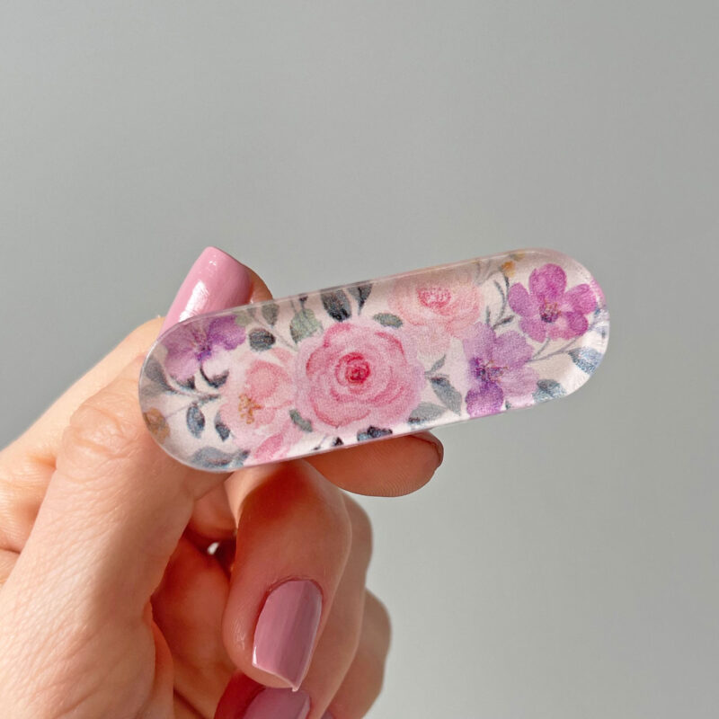 Barra de Cabelo Aquarelada Flores Arredondada