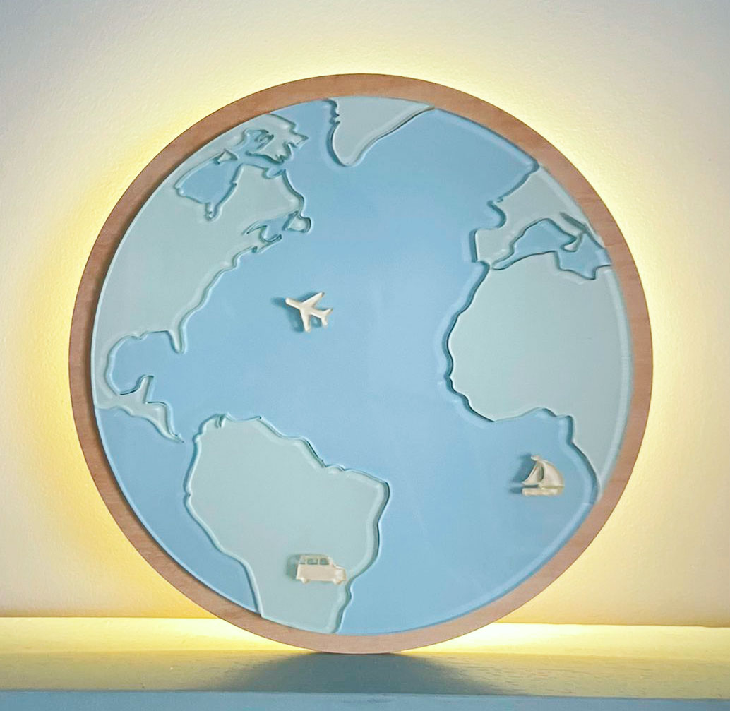 Enfeite Luminária Mapa Mundi