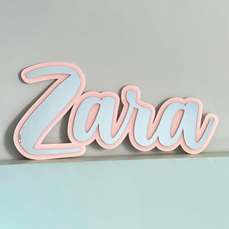 Nome Acrílico Duplo Rosa e Prata