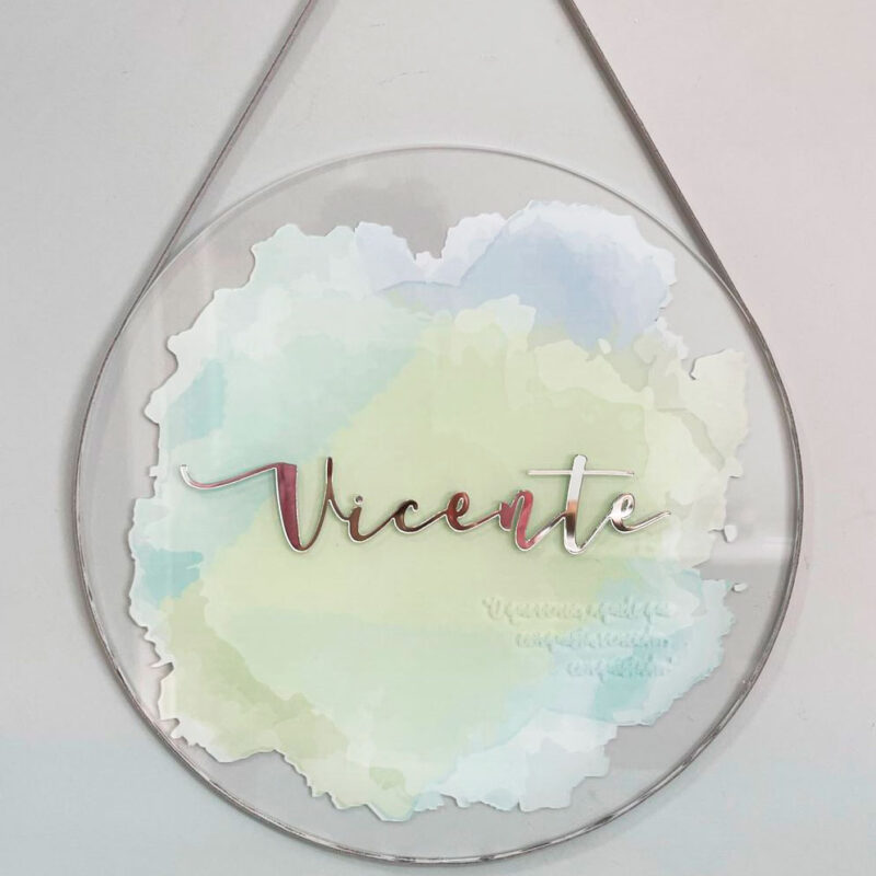 Porta Maternidade de Acrílico Aquarela Degradê Verde