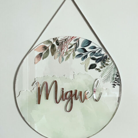 Porta Maternidade de Acrílico Aquarela Folhagens Outono