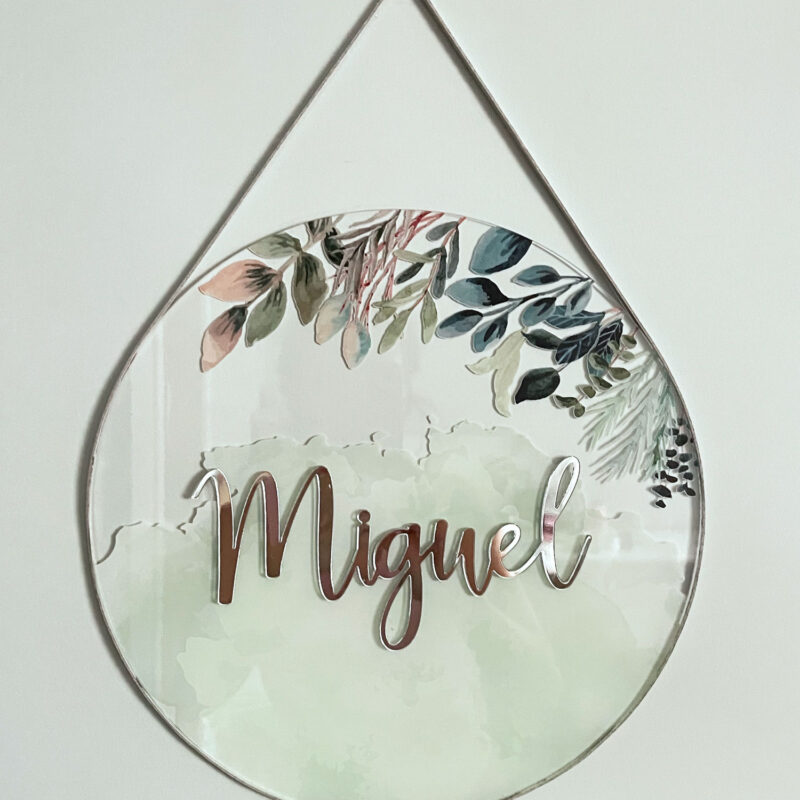 Porta Maternidade de Acrílico Aquarela Folhagens Outono