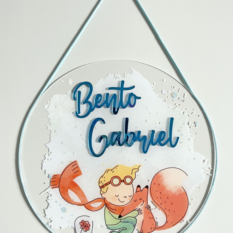 Porta Maternidade de Acrílico Aquarela Pequeno Principe