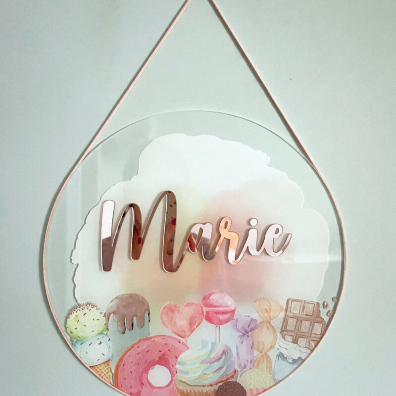 Porta Maternidade de Acrílico Aquarela Doces