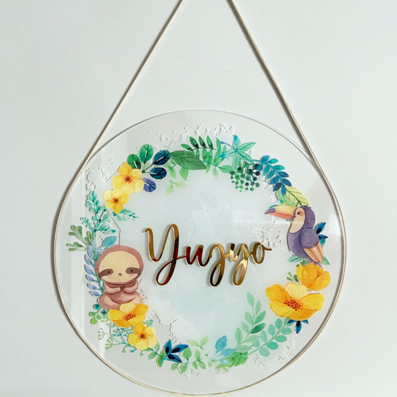 Porta Maternidade de Acrílico Aquarela Ypê