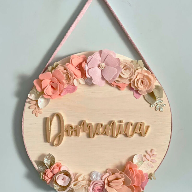 Porta Maternidade Madeira Flores Dupla