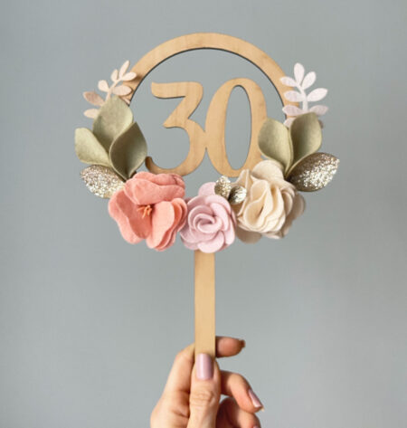 Topo de Bolo Flores 30 anos