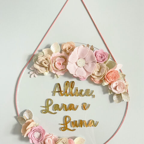 Porta Maternidade de Acrílico Flores Transparente