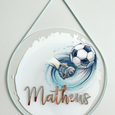 Porta Maternidade de Acrílico Aquarela Futebol