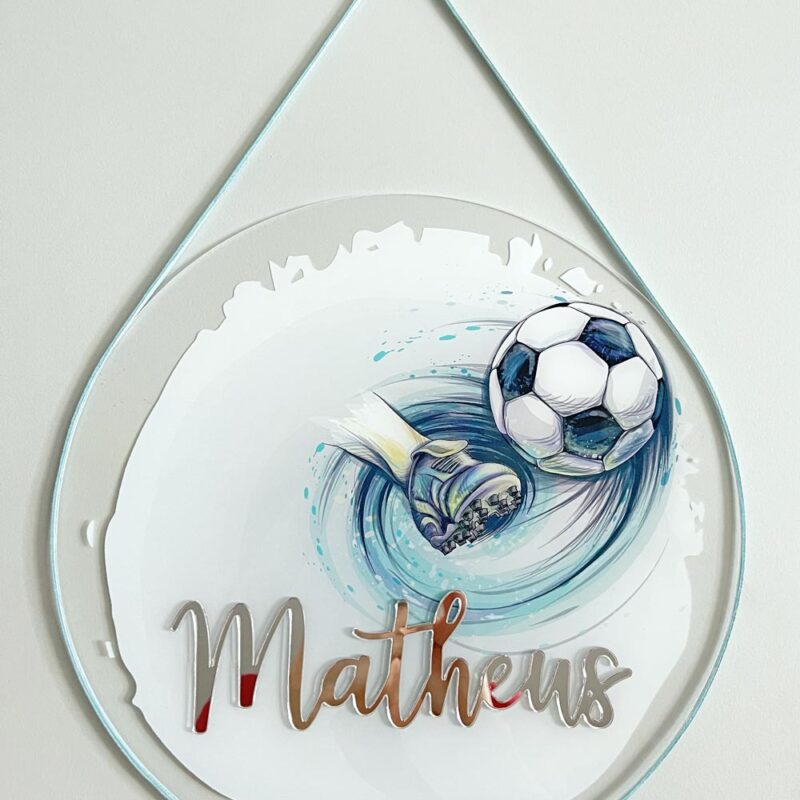 Porta Maternidade de Acrílico Aquarela Futebol
