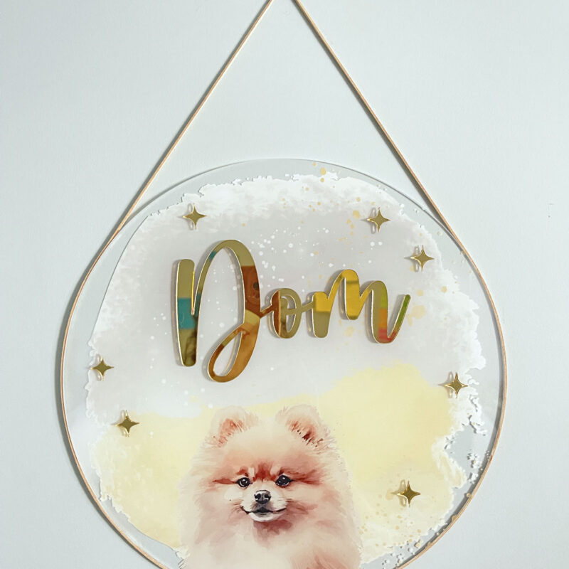 Porta Maternidade de Acrílico Aquarela Cachorro