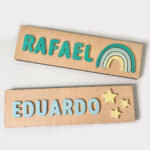 Brinquedo de Madeira Nome de Encaixe Estrelas