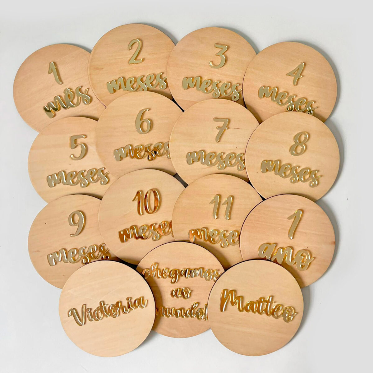 Placa Acompanhamento Mensal Madeira - Kit Mesversário Palavras