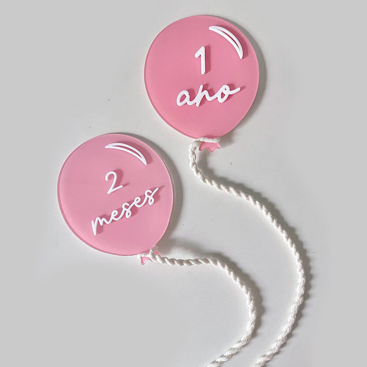 Placa Acompanhamento Mensal Acrílico - Kit Mesversário Balão Rosa