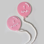 Placa Acompanhamento Mensal Acrílico - Kit Mesversário Balão Rosa