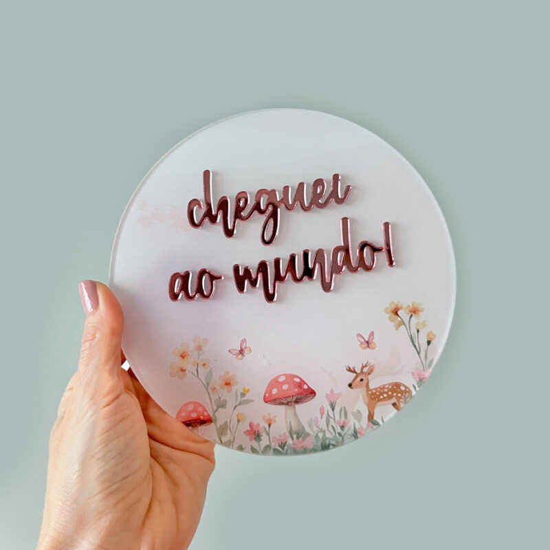 Placa Acompanhamento Mensal Acrílico - Kit Mesversário Bambi