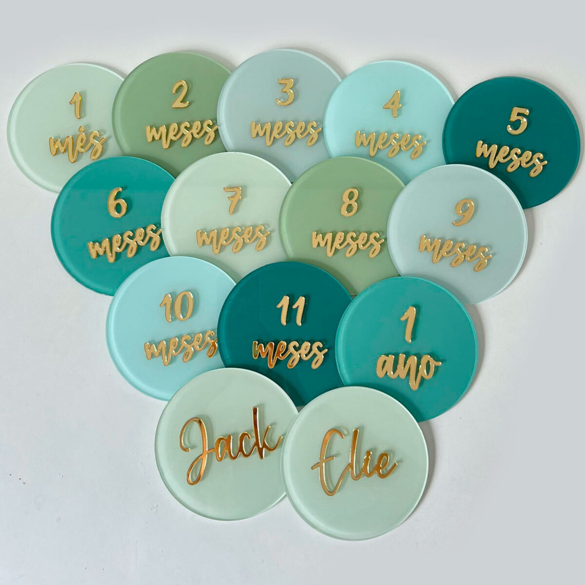 Placa Acompanhamento Mensal Acrílico - Kit Mesversário Verde Claro