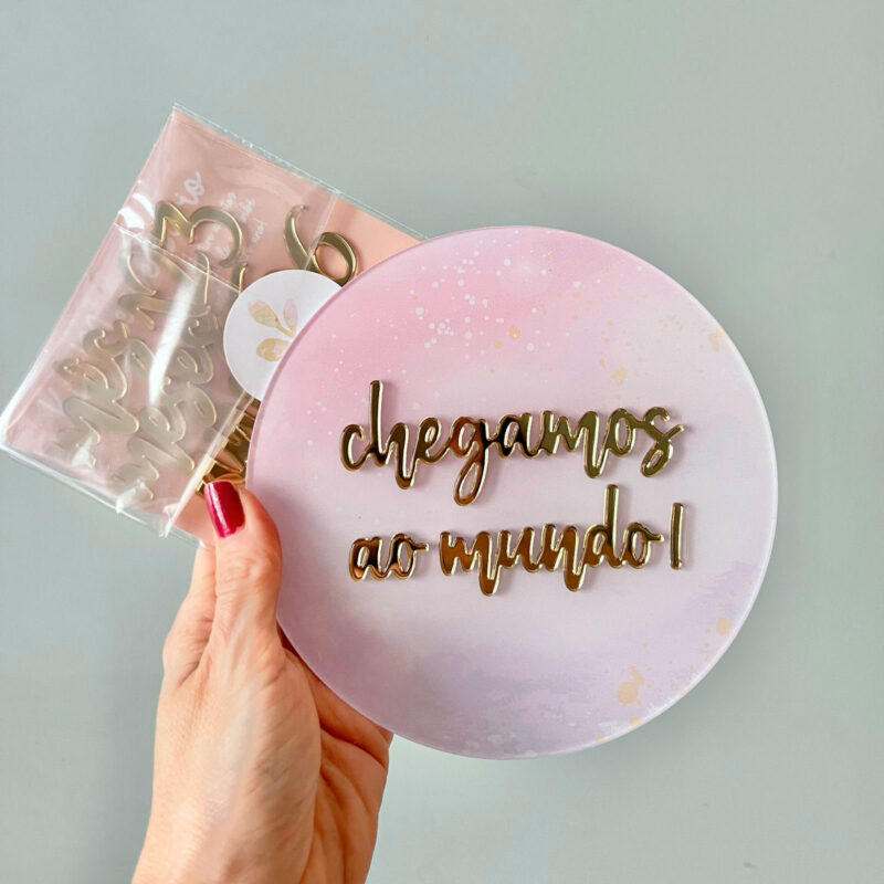 Placa Acompanhamento Mensal Acrílico - Kit Mesversário Rosa e Lilás
