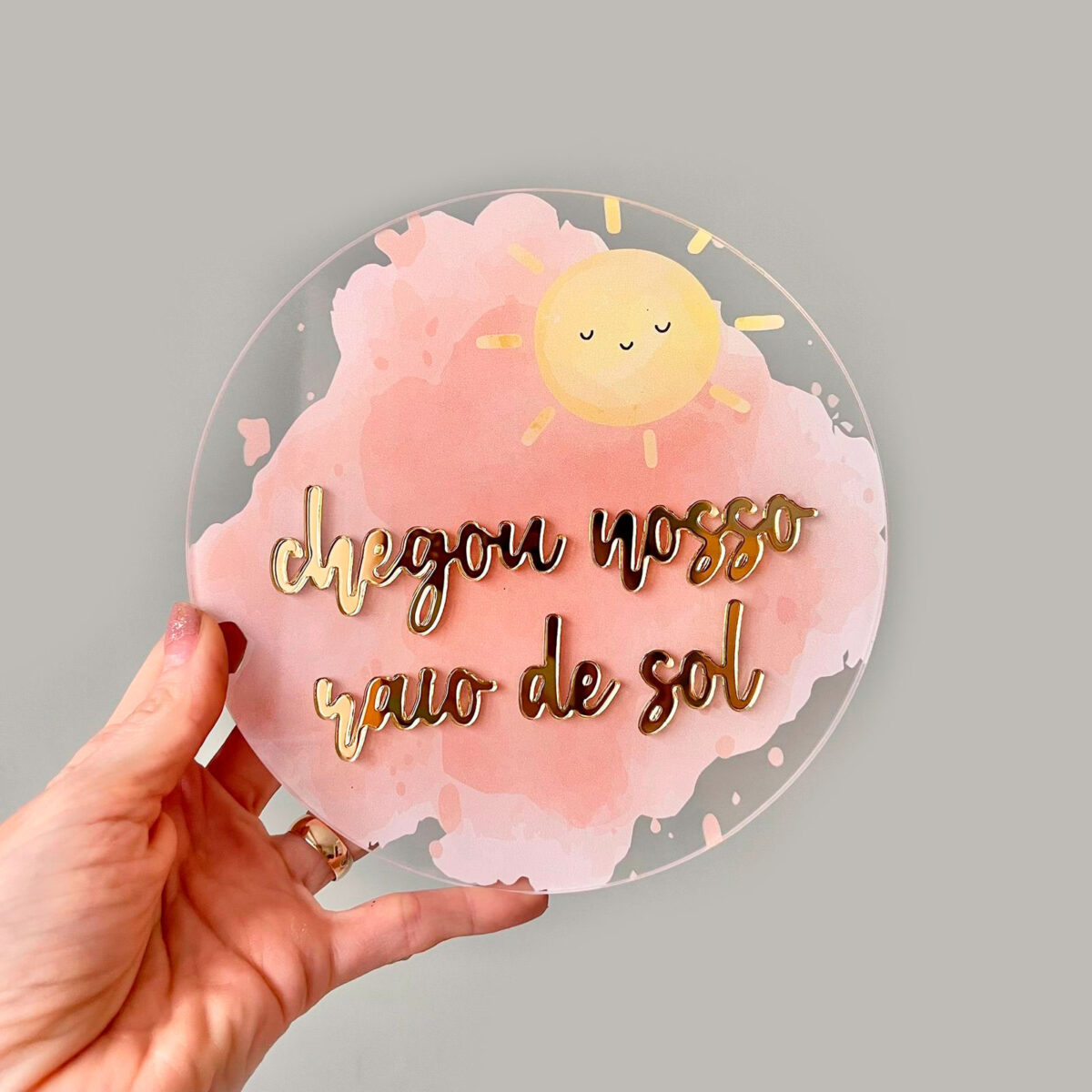 Placa Acompanhamento Mensal Acrílico - Kit Mesversário Sol