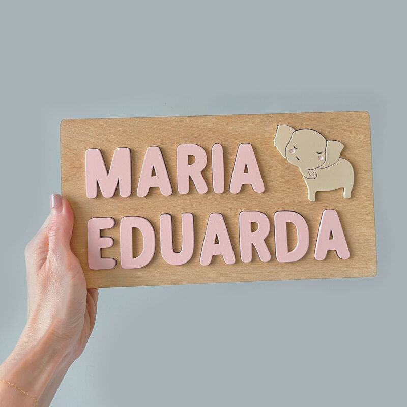 Brinquedo de Madeira Nome de Encaixe Elefante