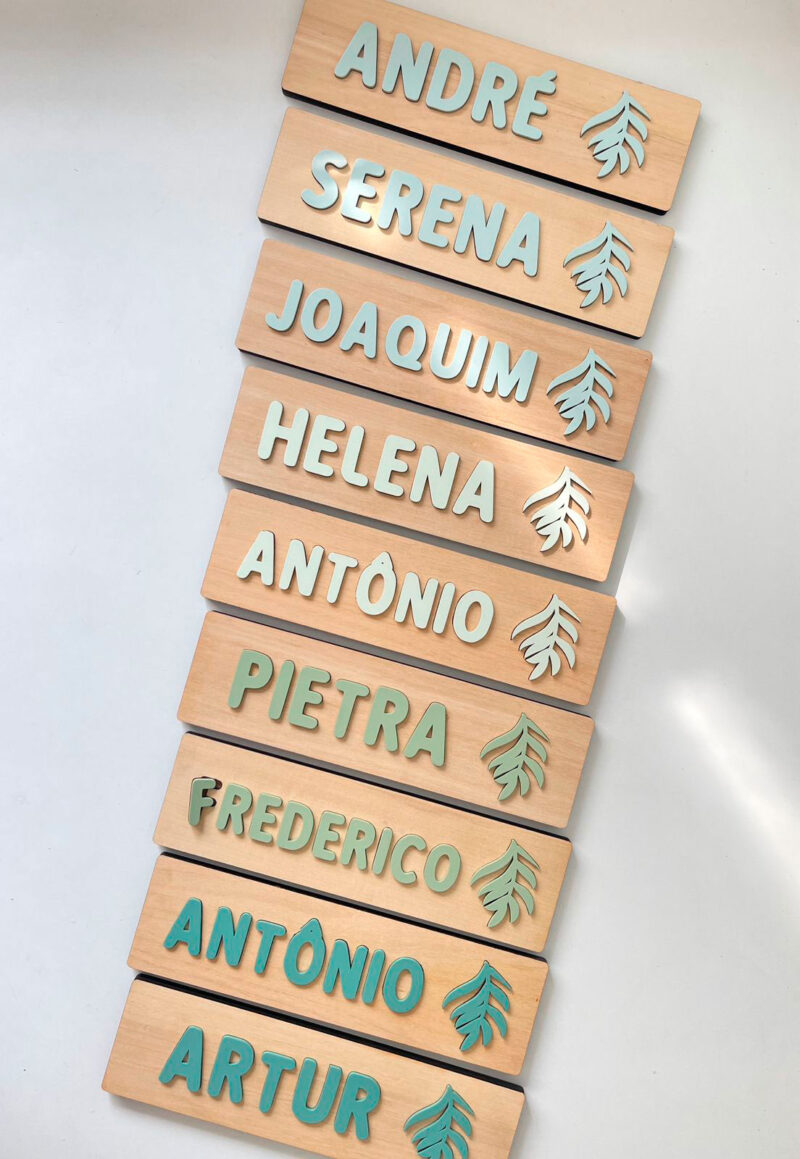 Brinquedo de Madeira Nome de Encaixe Folha