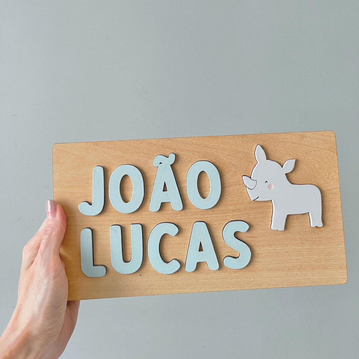 Brinquedo de Madeira Nome de Encaixe Rinoceronte