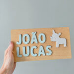 Brinquedo de Madeira Nome de Encaixe Rinoceronte