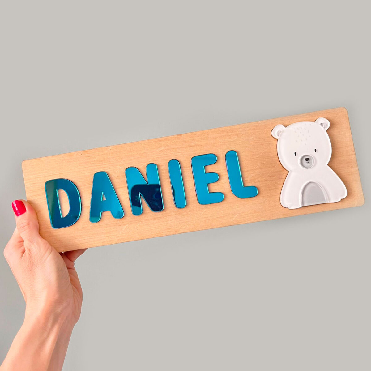 Brinquedo de Madeira Nome de Encaixe Urso Polar