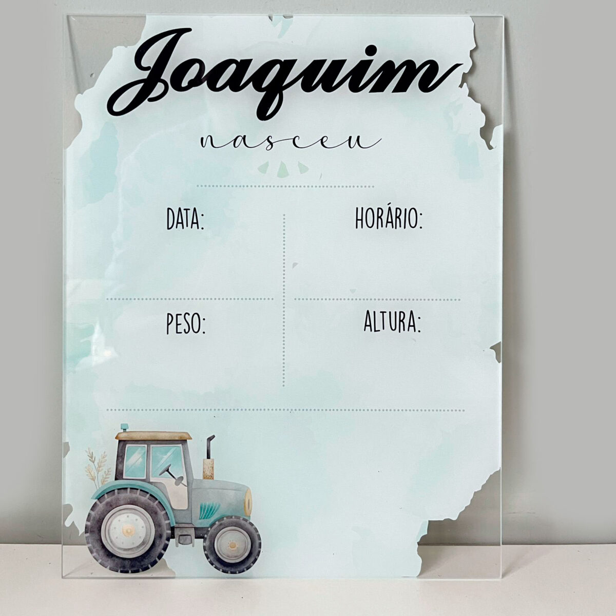Placa de Nascimento em Aquarela