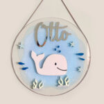 Porta Maternidade de Acrílico 3D Baleia