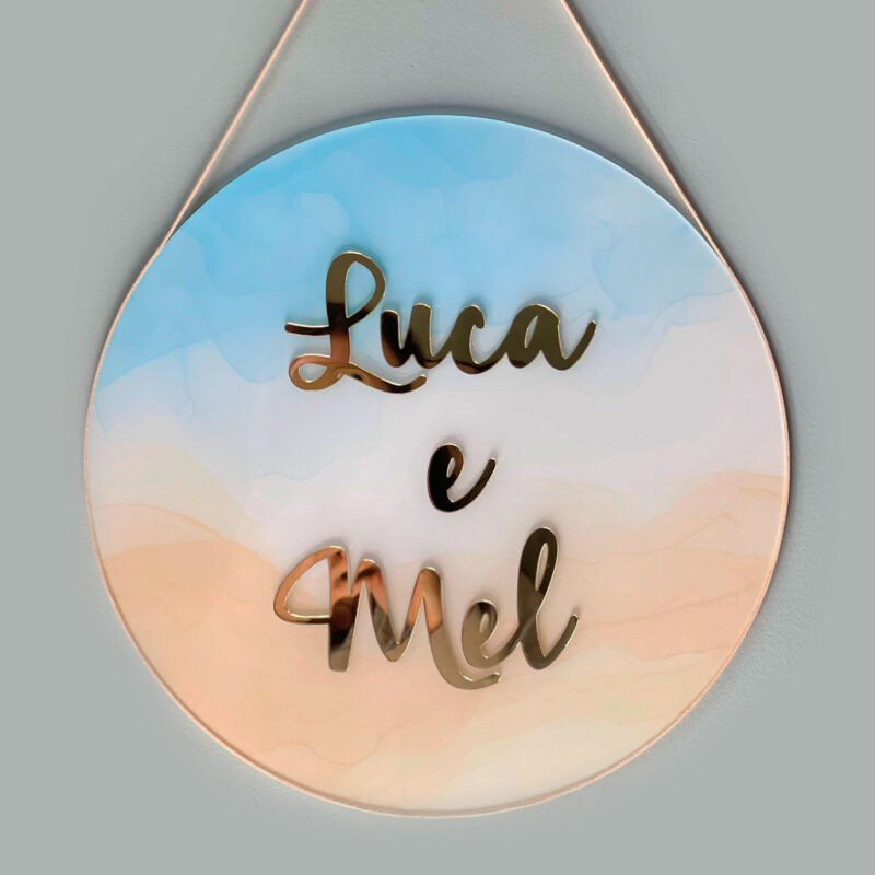 Porta Maternidade de Acrílico Aquarela