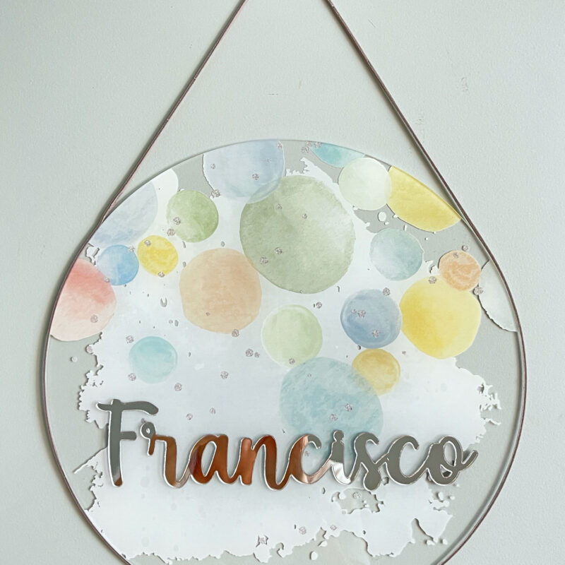 Porta Maternidade de Acrílico Aquarela Bolas