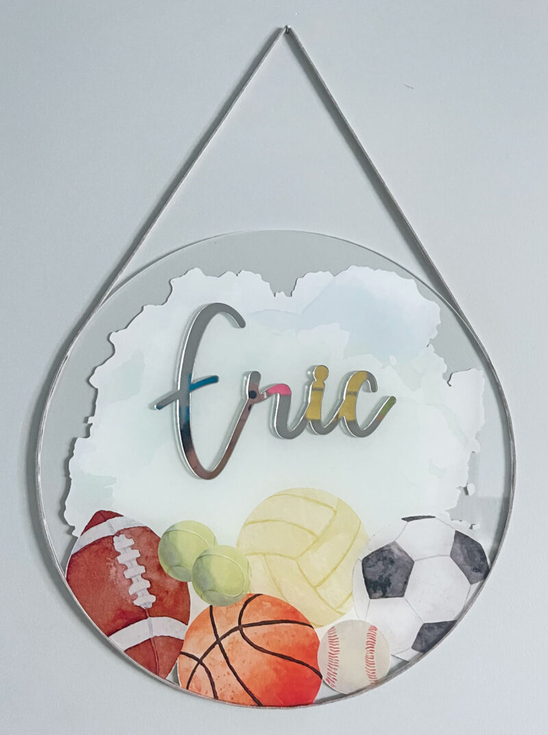 Porta Maternidade de Acrílico Aquarela Esportes