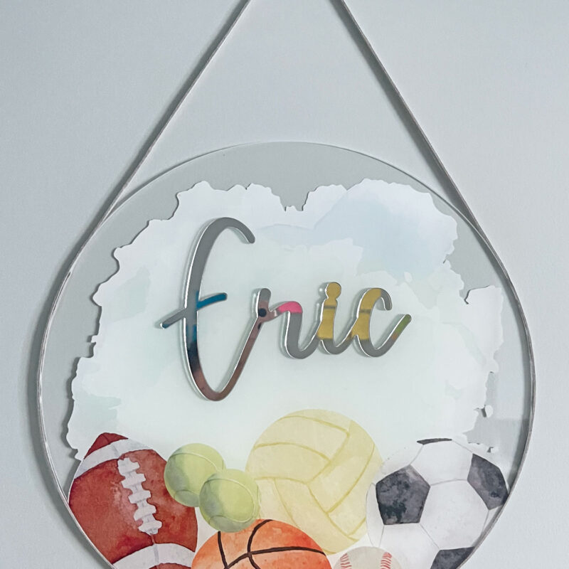 Porta Maternidade de Acrílico Aquarela Esportes