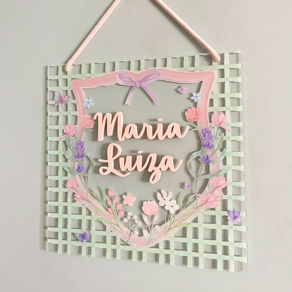 Porta Maternidade de Acrílico Aquarela Quadrada Inicial
