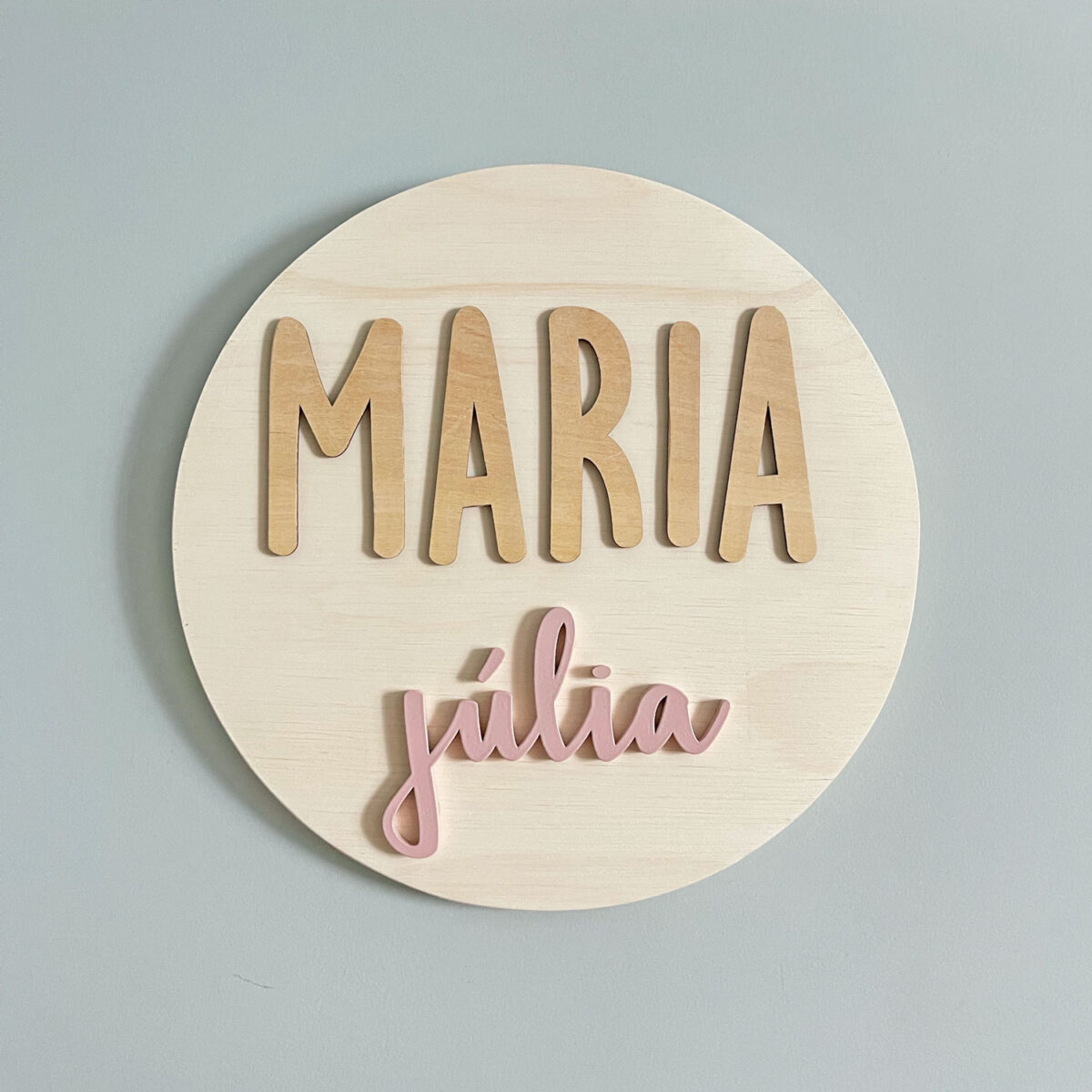 Porta Maternidade de Madeira com Nome e Sobrenome