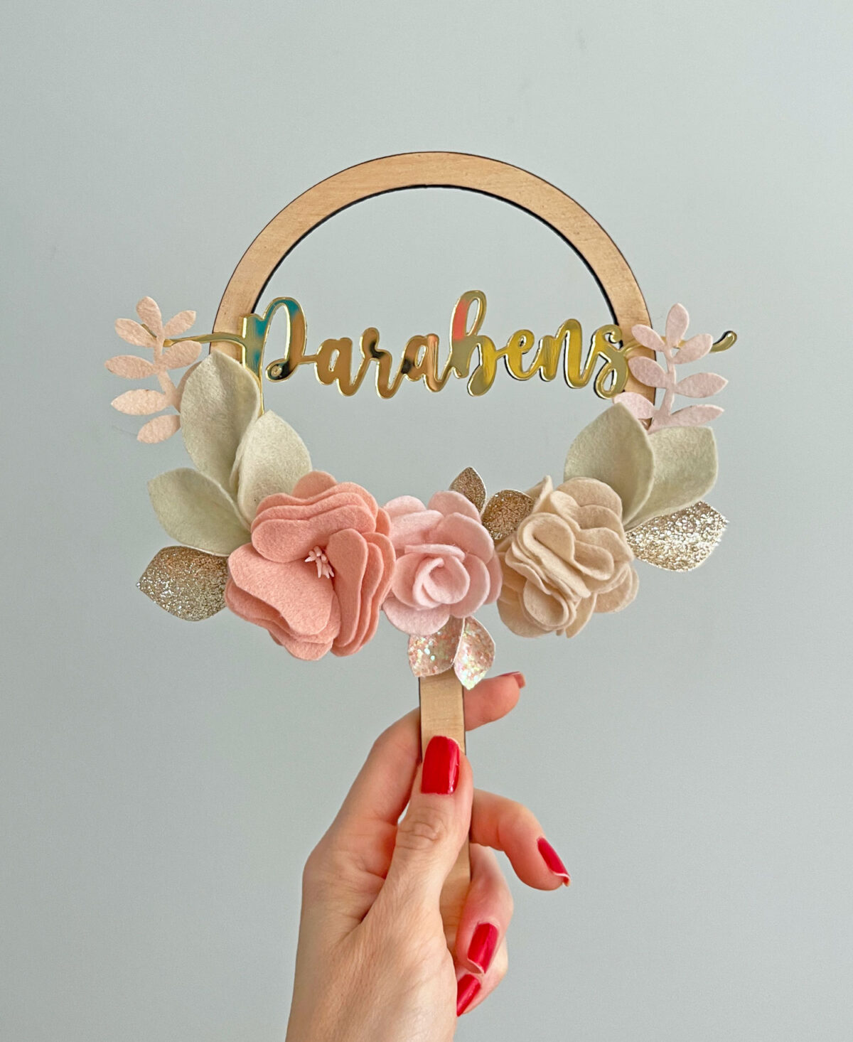 Topo de Bolo Flores Parabens