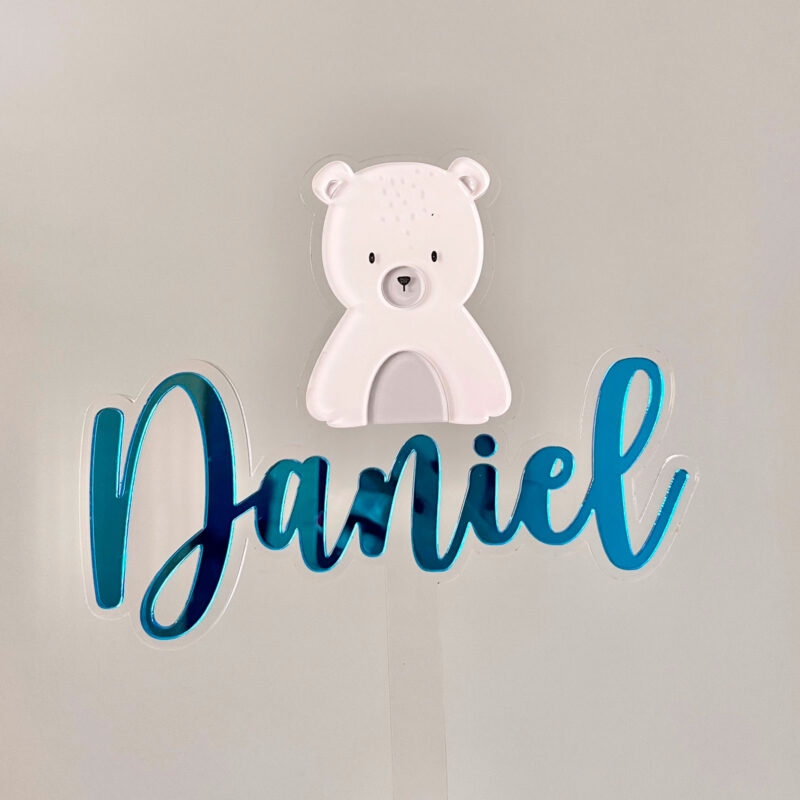 Topo de Bolo Acrilico Urso Polar