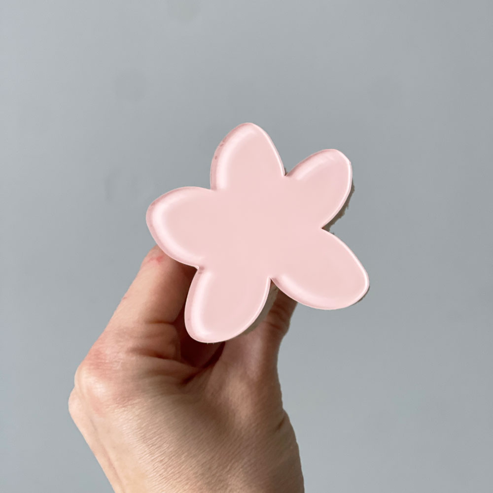 Gancho de Acrílico Flor Cerejeira Rosa