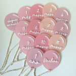Placa Acompanhamento Mensal Acrílico - Kit Mesversário Balão Rosa