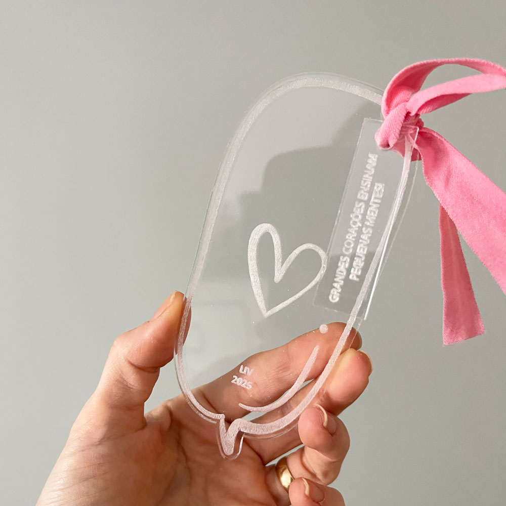 Marca Páginas Coração Rosa