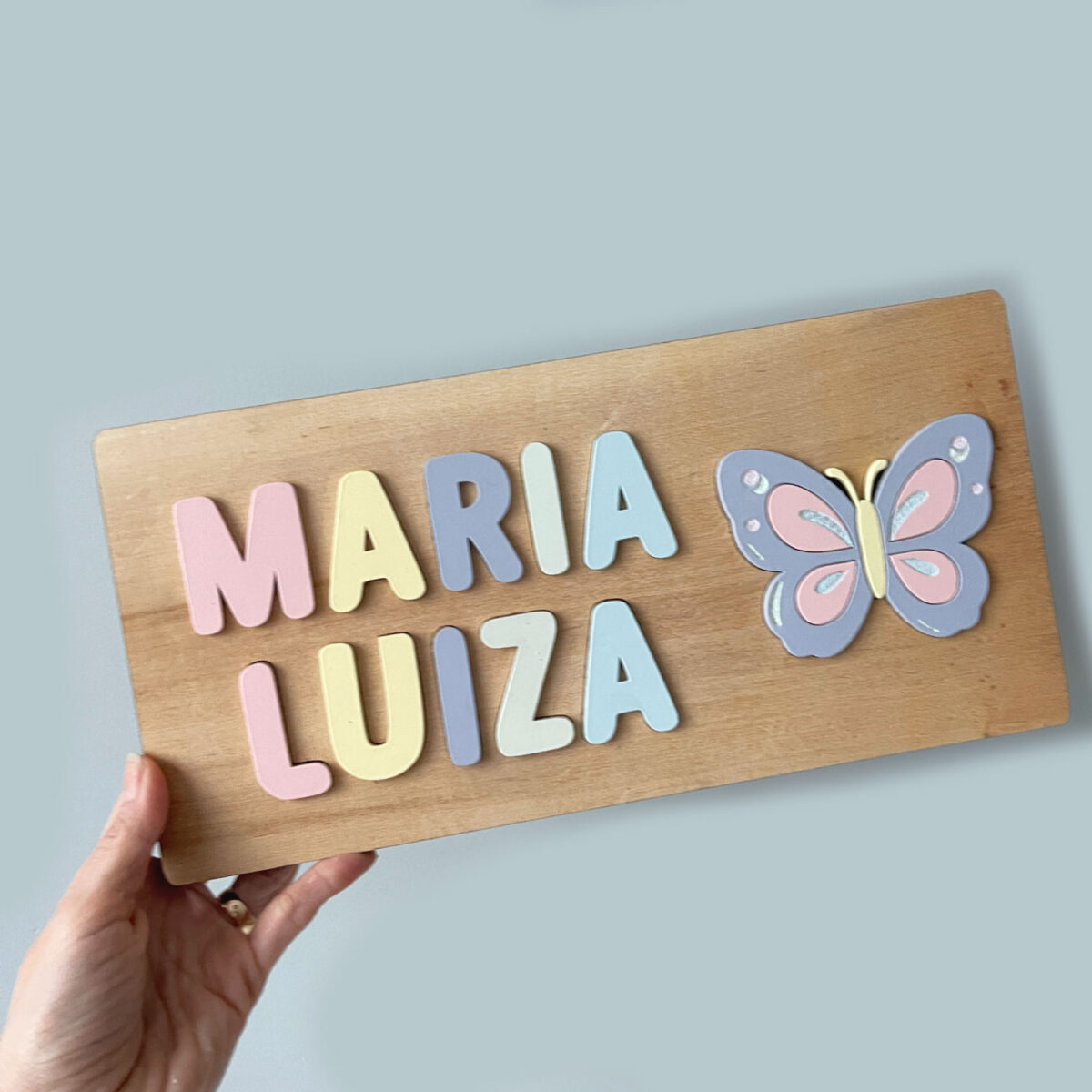 Brinquedo de Madeira Nome de Encaixe Borboleta
