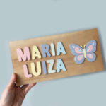 Brinquedo de Madeira Nome de Encaixe Borboleta